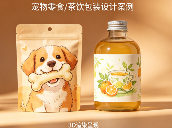 宠物零食包装没“温度”?茶饮瓶贴不够“吸睛”?揭秘手绘插画如何让包装“会说话”