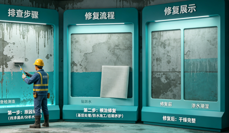 内墙渗水别只懂“刷防水”!从原因排查到根治修复的完整处理指南