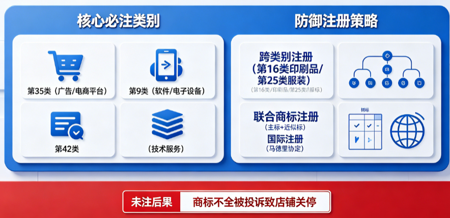 电商卖货商标注册不全被投诉?揭秘核心必注类别与防御注册策略