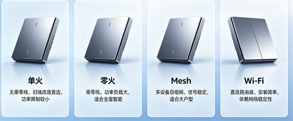 智能开关怎么选？单火、零火、Mesh、Wi-Fi哪种适合你？