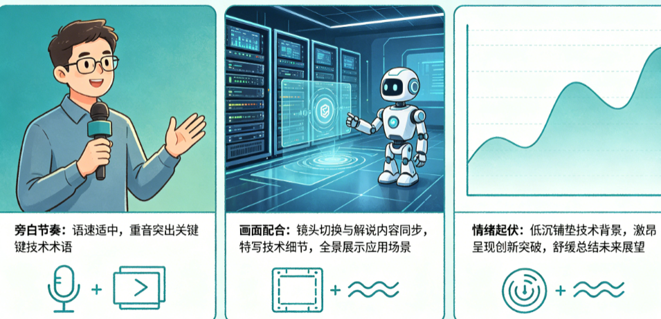 AI专题片解说词怎么写?旁白节奏、画面配合、情绪起伏如何把控?