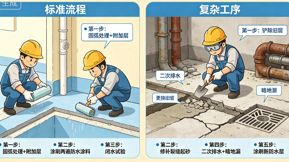 新房防水 vs 老房卫生间防水：施工难度和注意事项的全面对比