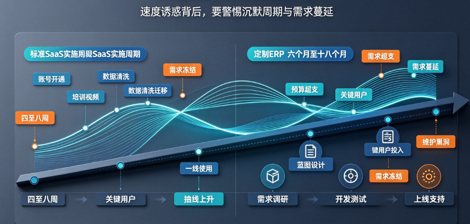 标准SaaS产品vs定制化ERP系统：功能匹配度、实施周期与长期成本的全面对比