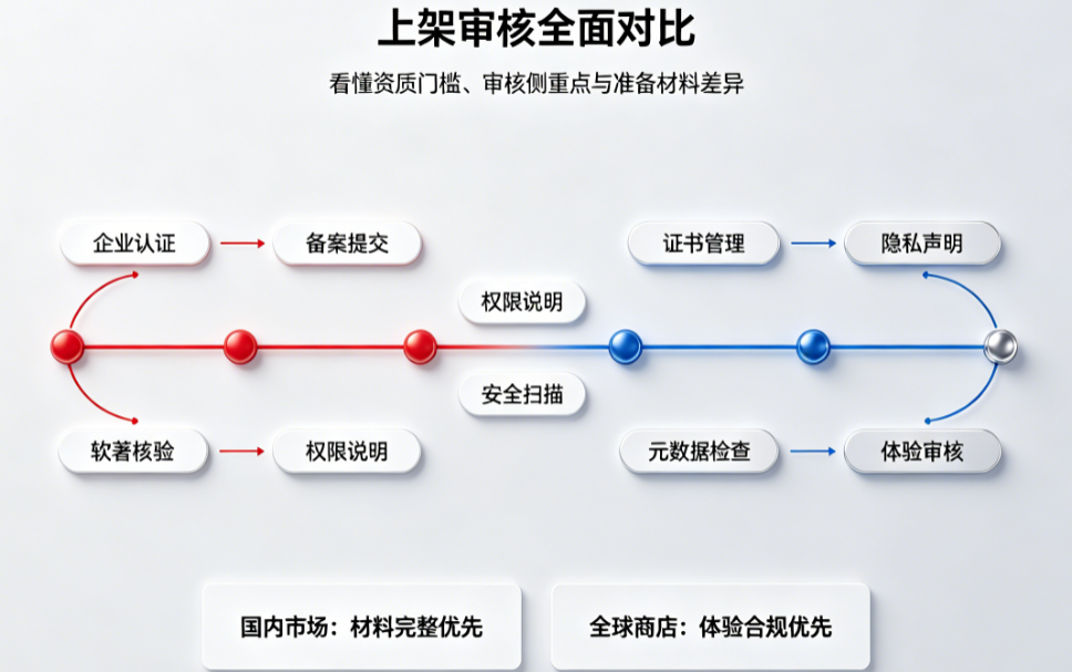 华为应用市场上架vs苹果App Store上架：资质要求与审核侧重点的全面对比