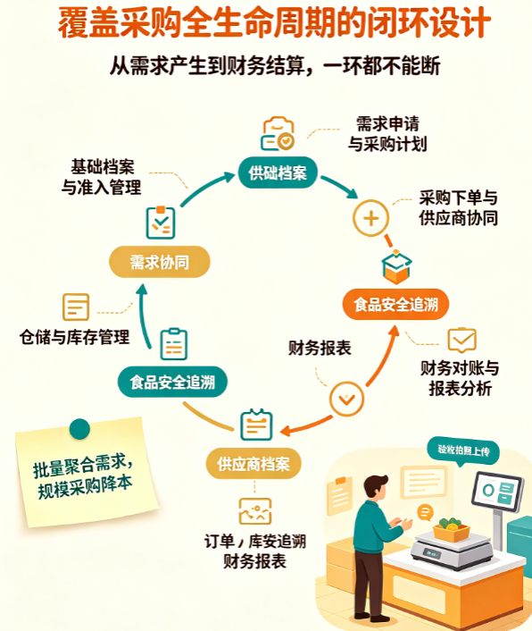 食堂采购系统源码怎么设计?核心功能与技术实现如何落地?