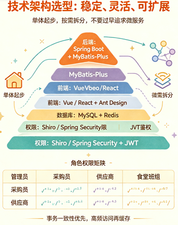 食堂采购系统源码怎么设计?核心功能与技术实现如何落地?