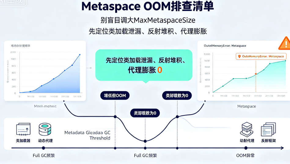 JVM Metaspace OOM的3类元凶:动态类加载过多→反射频繁→CGLIB代理膨胀