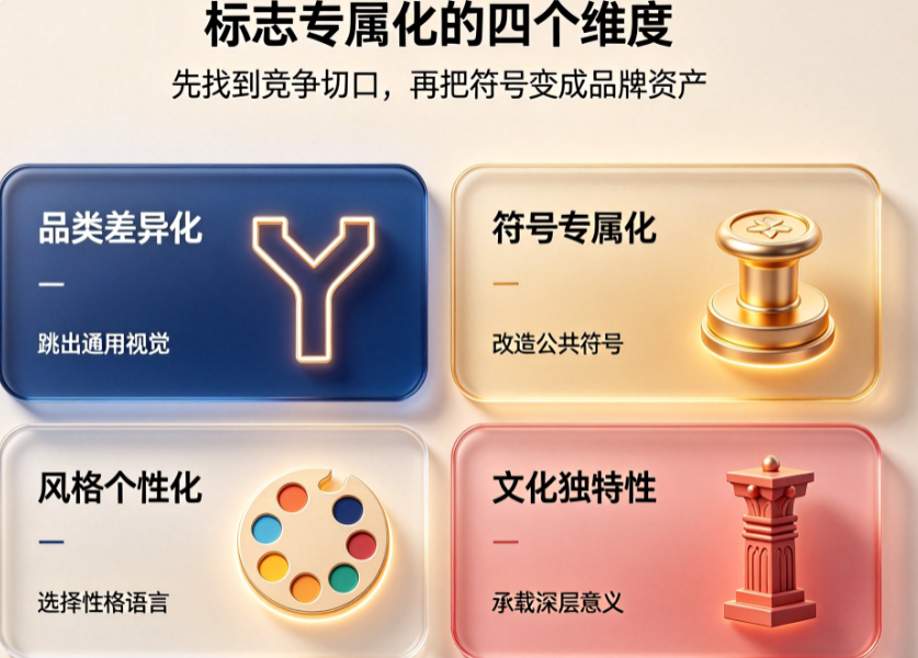 标志设计“独一无二”的4个策略:品类差异化→符号专属化→风格个性化→文化独特性