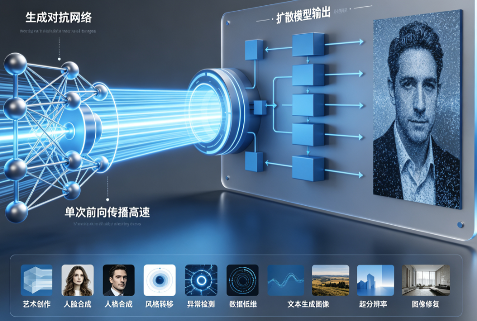 扩散模型vs生成对抗网络vs变分自编码器：三种AI图像生成技术的原理对比