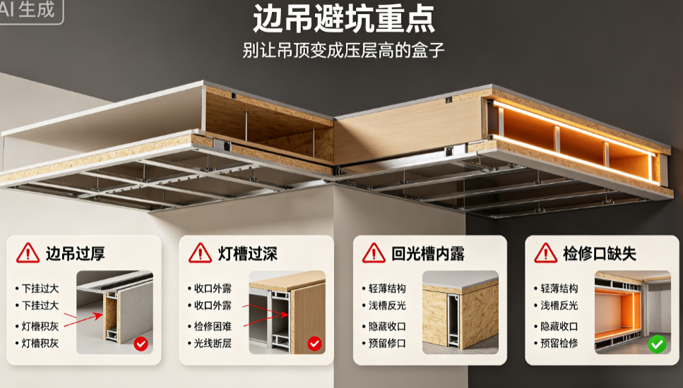 局部吊顶做了反而压抑?揭秘客厅边吊的设计技巧与避坑注意事项