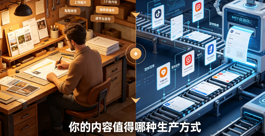 手动发帖 vs MCP自动发帖：同样的内容池，效率差距背后的本质差异