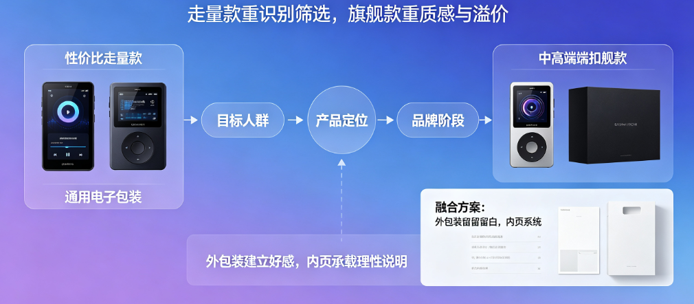 多功能音乐播放器扣底盒vs通用电子包装:功能信息传达与品牌调性的对比
