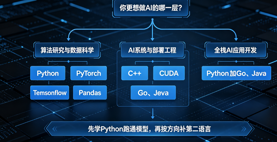 想入行AI不知道该学什么语言?揭秘主流AI开发语言的应用场景与选择标准