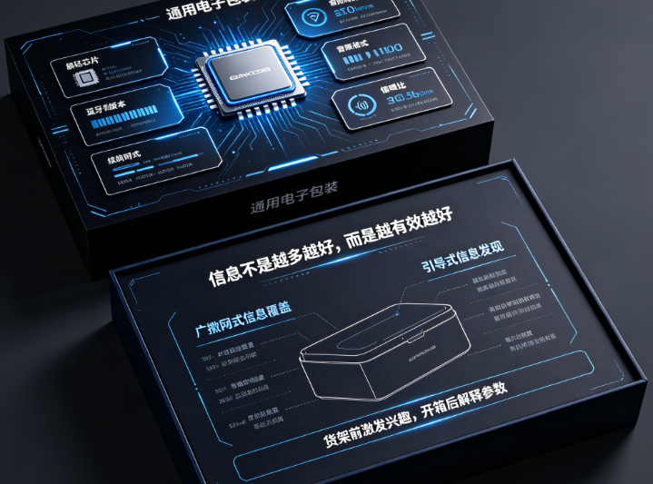 多功能音乐播放器扣底盒vs通用电子包装:功能信息传达与品牌调性的对比