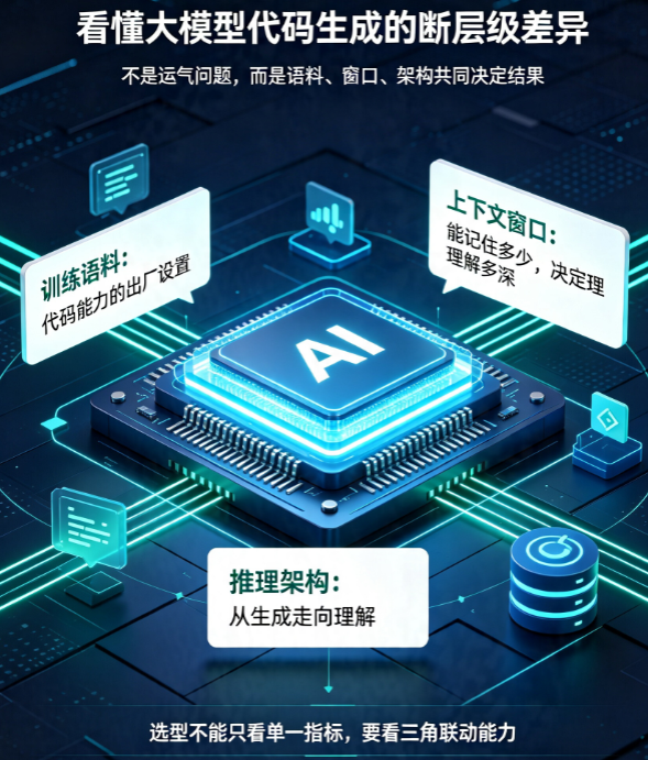 训练语料+上下文窗口+推理架构：3个维度看懂大模型代码生成的断层级差异