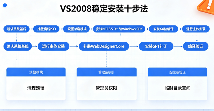 5大关键准备与10步安装流程：Visual Studio 2008工业环境稳定复现权威指南