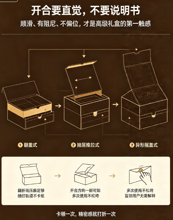 开合方式+内托卡位+封口紧密度:3个维度拆解黑巧克力异型盒的结构语言