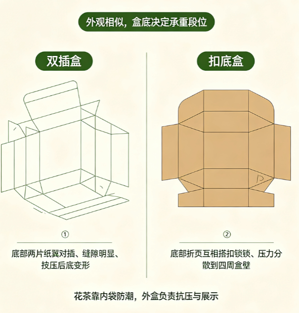 扣底盒 vs 普通纸盒：甘菊花茶包装为何更适用此结构?