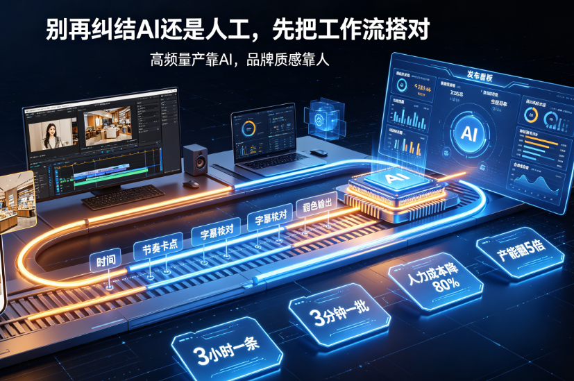 人工剪辑3小时 vs AI生成3分钟:门店短视频生产效率的百倍差距