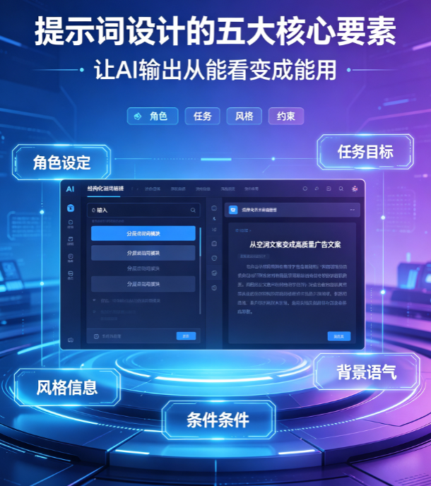 AI提示词别只懂“写一个广告”！从角色设定到风格约束的完整编写指南
