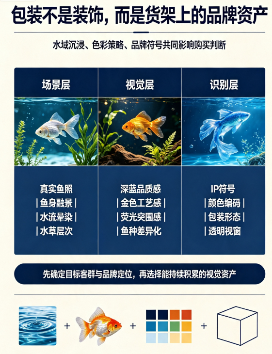 观赏鱼饲料包装袋怎么设计？水域场景、视觉效果与品牌识别如何平衡？