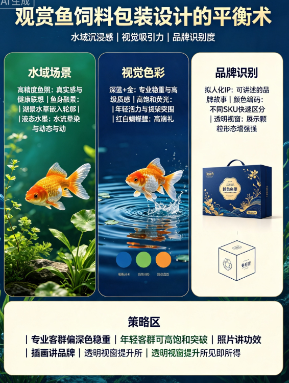 观赏鱼饲料包装袋怎么设计？水域场景、视觉效果与品牌识别如何平衡？