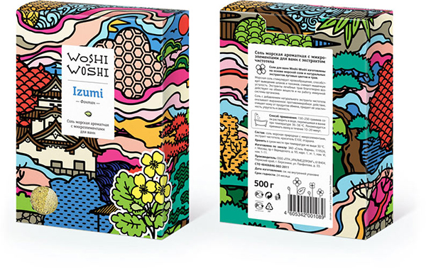 日本风格的Woshi-Woshi头发护理产品包装设计
