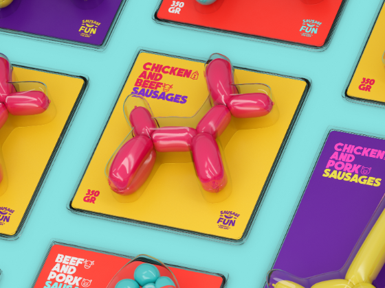 可爱动物造型的Sausage Fun香肠包装设计