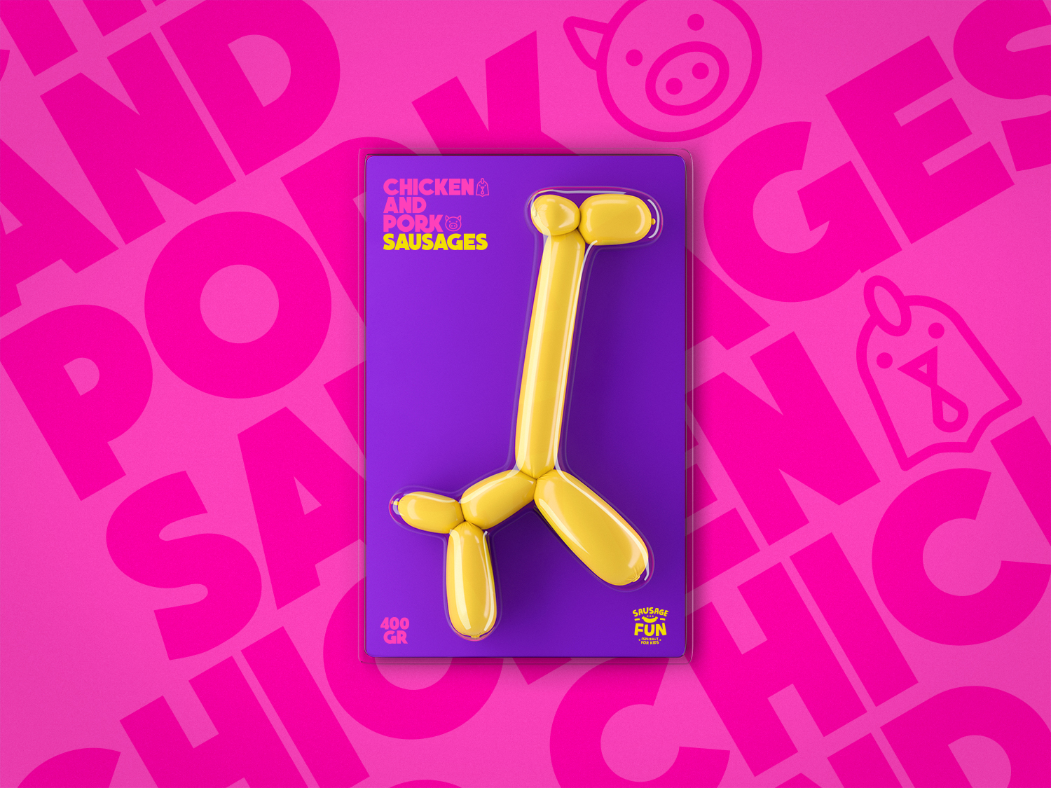 可爱动物造型的Sausage Fun香肠包装设计