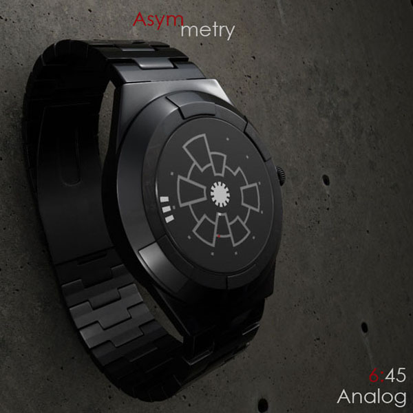 Asymmetry Analog 概念手表显示时间6:45 Asymmetry Analog 概念手表