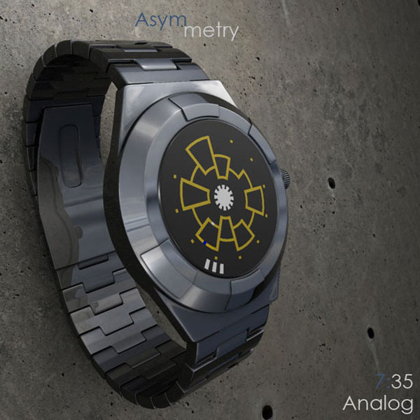Asymmetry Analog 概念手表显示时间7:35 Asymmetry Analog 概念手表