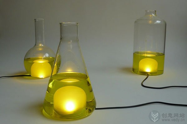 烧瓶彩色台灯(四) DIY手工制作的创意LED灯具设计