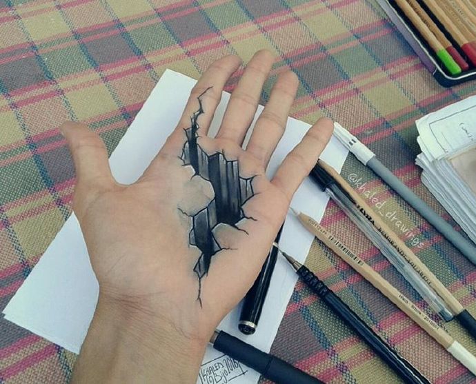 有立体感的创意铅笔画