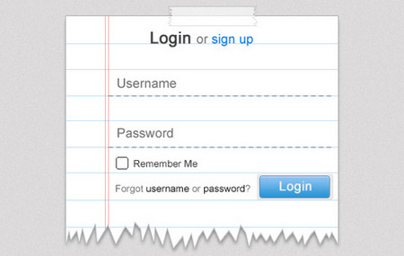 Note Paper Login Form 表单设计PSD文件下载