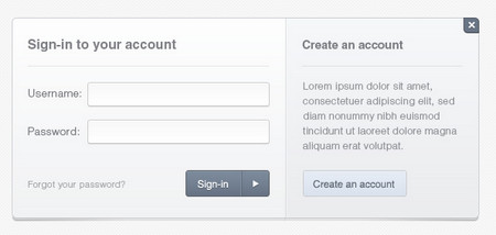 Login modal box 表单设计PSD文件下载