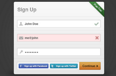 Sign-up Modal Box 表单设计PSD文件下载