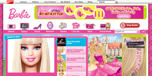 Barbie 儿童创意型网站设计案例