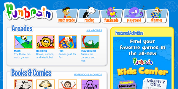 Funbrain 儿童创意型网站设计案例
