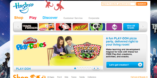 Hasbro 儿童创意型网站设计案例