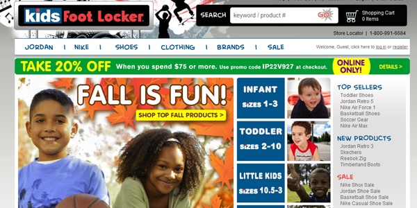 Kids Foot Locker 儿童创意型网站设计案例