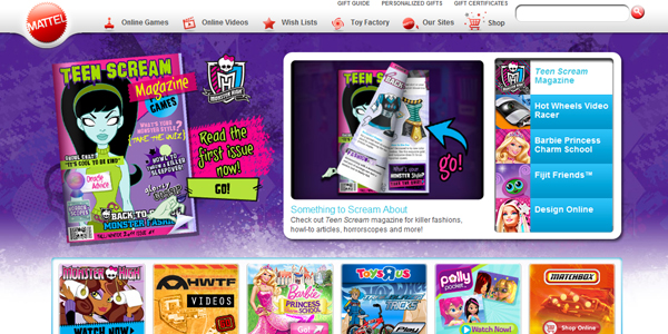 Mattel 儿童创意型网站设计案例
