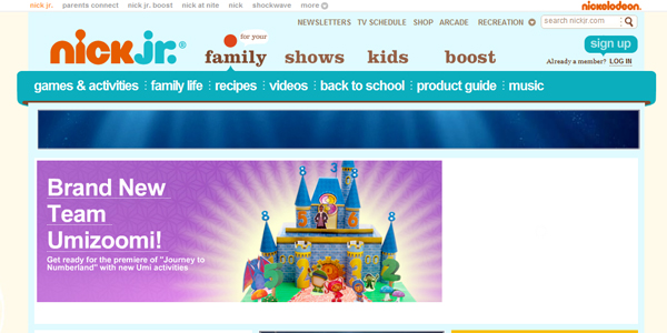 Nick Jr 儿童创意型网站设计案例