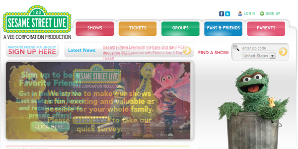 Sesame Street Live 儿童创意型网站设计案例