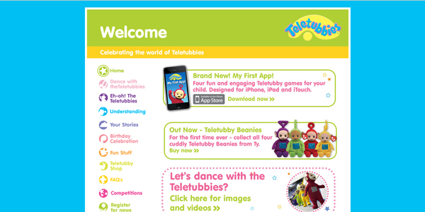 Teletubbies 儿童创意型网站设计案例