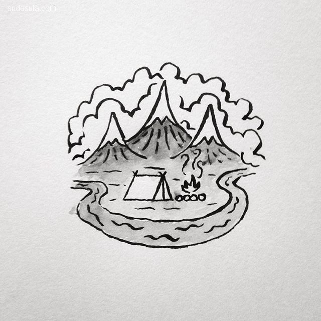 David Powell 简约可爱的线条插画