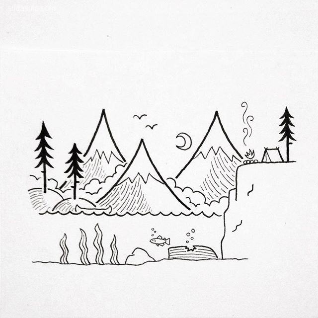 David Powell 简约可爱的线条插画