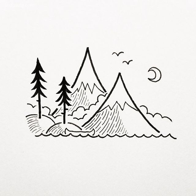 David Powell 简约可爱的线条插画