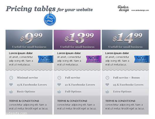 Pricing tables 最新价格表单设计欣赏