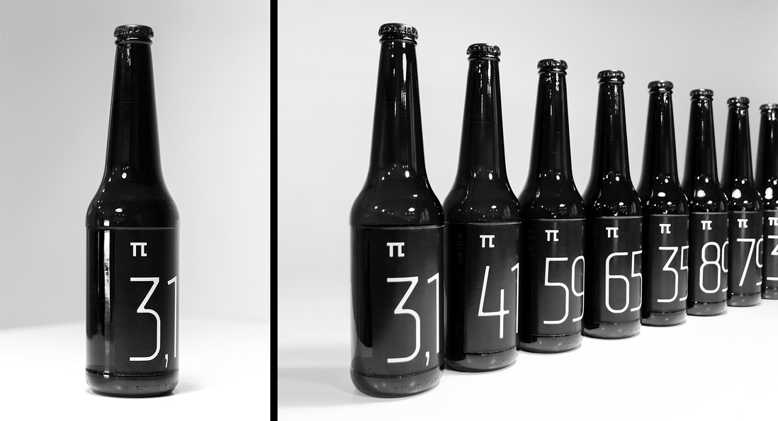 纯黑的π啤酒包装设计