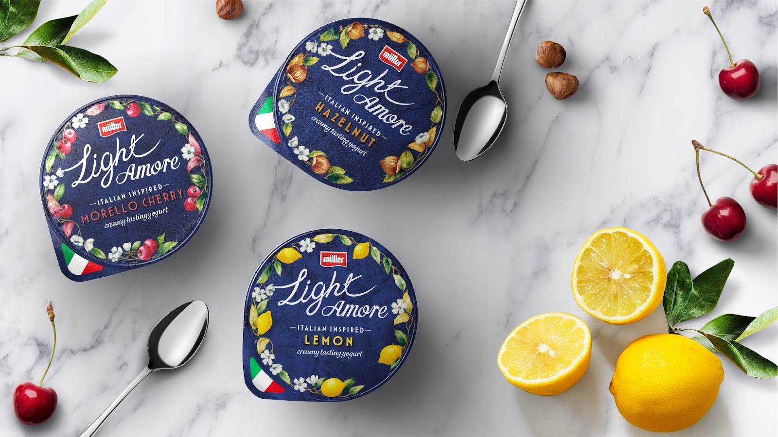 Muller Light Amore意大利风格酸奶包装设计